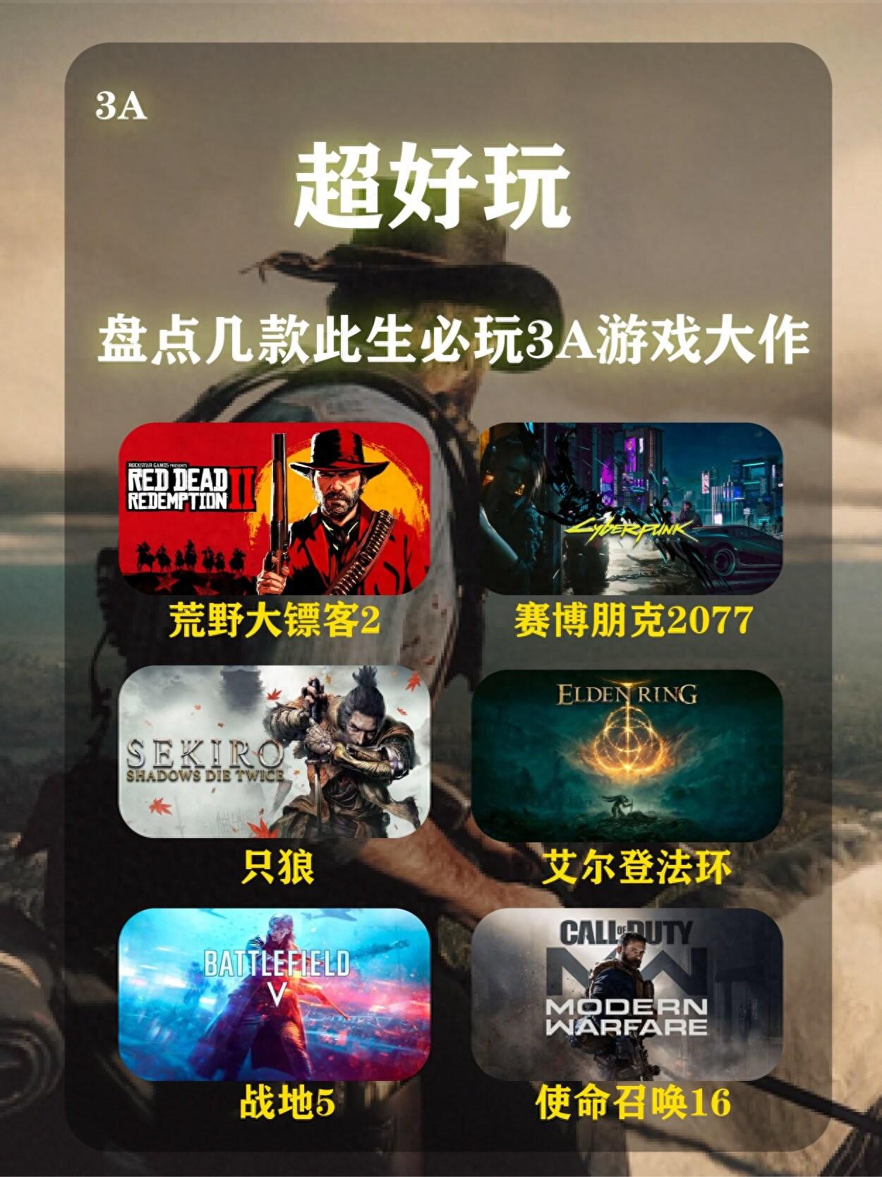 2024大型单机3a游戏盘点(此生必玩六大3A顶级游戏推荐)